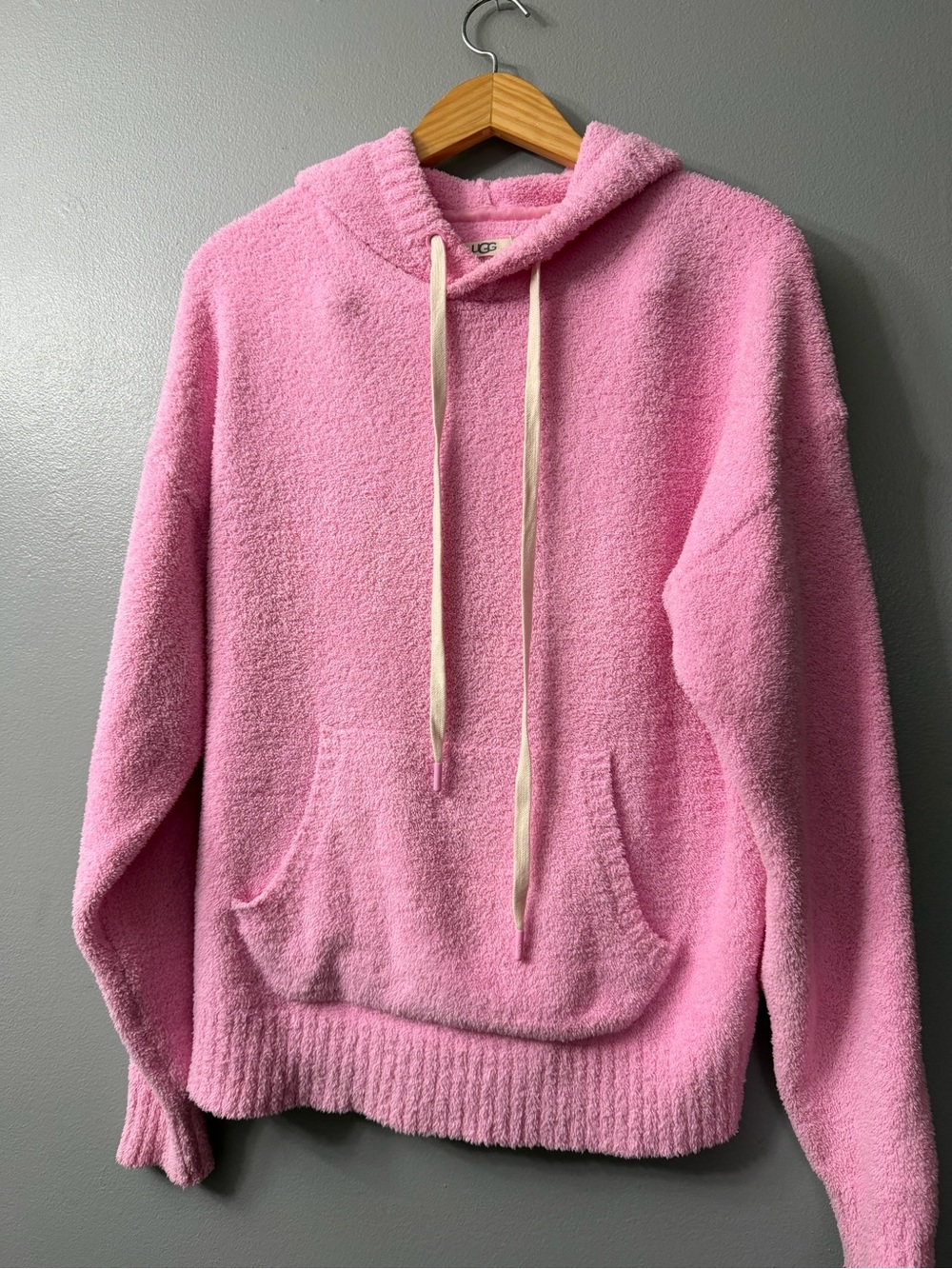 UGG Women's Pink Plush Teddy hoodie Large
